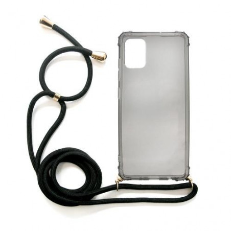 Θήκη TPU Crossbody inos Samsung A515F Galaxy A51 Shock Proof Smoke με Μαύρο Strap