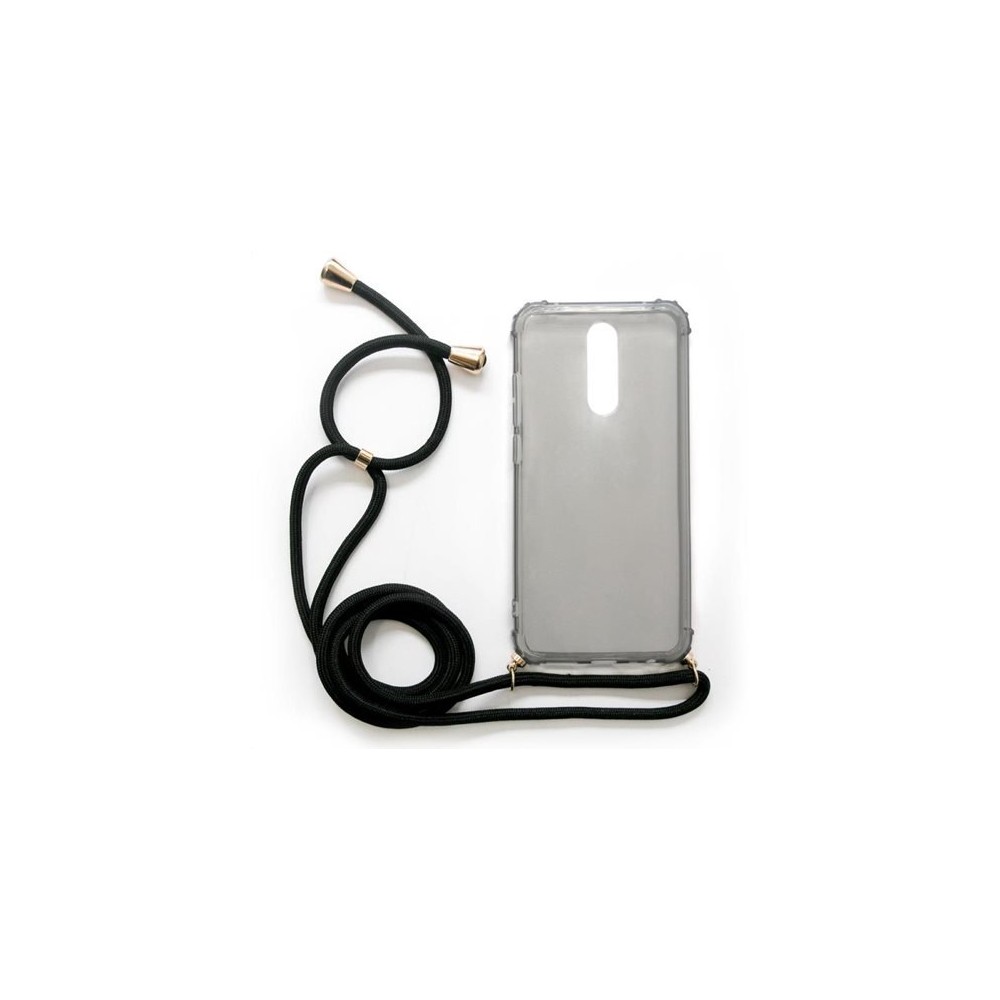 Θήκη TPU Crossbody inos Xiaomi Redmi Note 8 Shock Proof Smoke με Μαύρο Strap